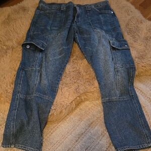 KanCan Men's Denim Cargo Pants